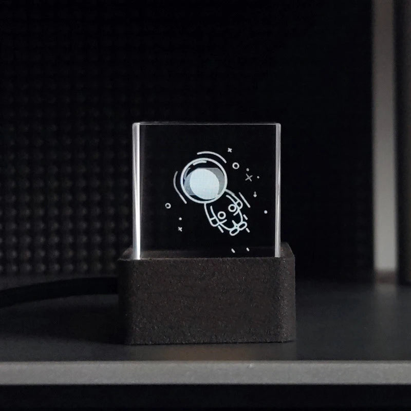 Cubo de Cristal Holográfico Inteligente – Relógio Digital, Estação Meteorológica e Álbum 3D com Animes em GIF