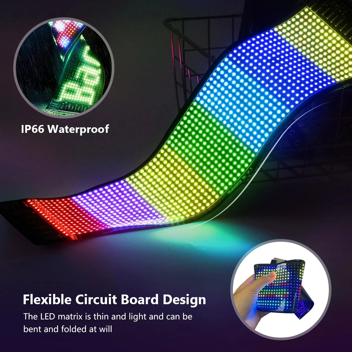 Painel LED RGB Flexível com Bluetooth – Display Animado para Carros e Caminhões