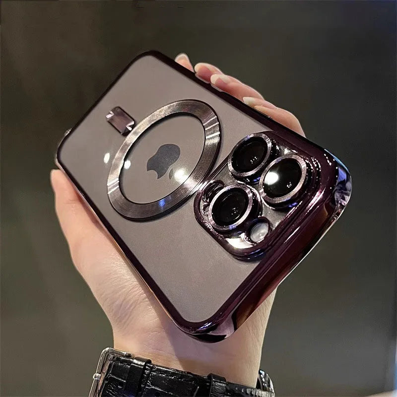 Capa Magnética MagSafe Luxo para iPhone 11-16 Pro Max – Silicone à Prova de Choque
