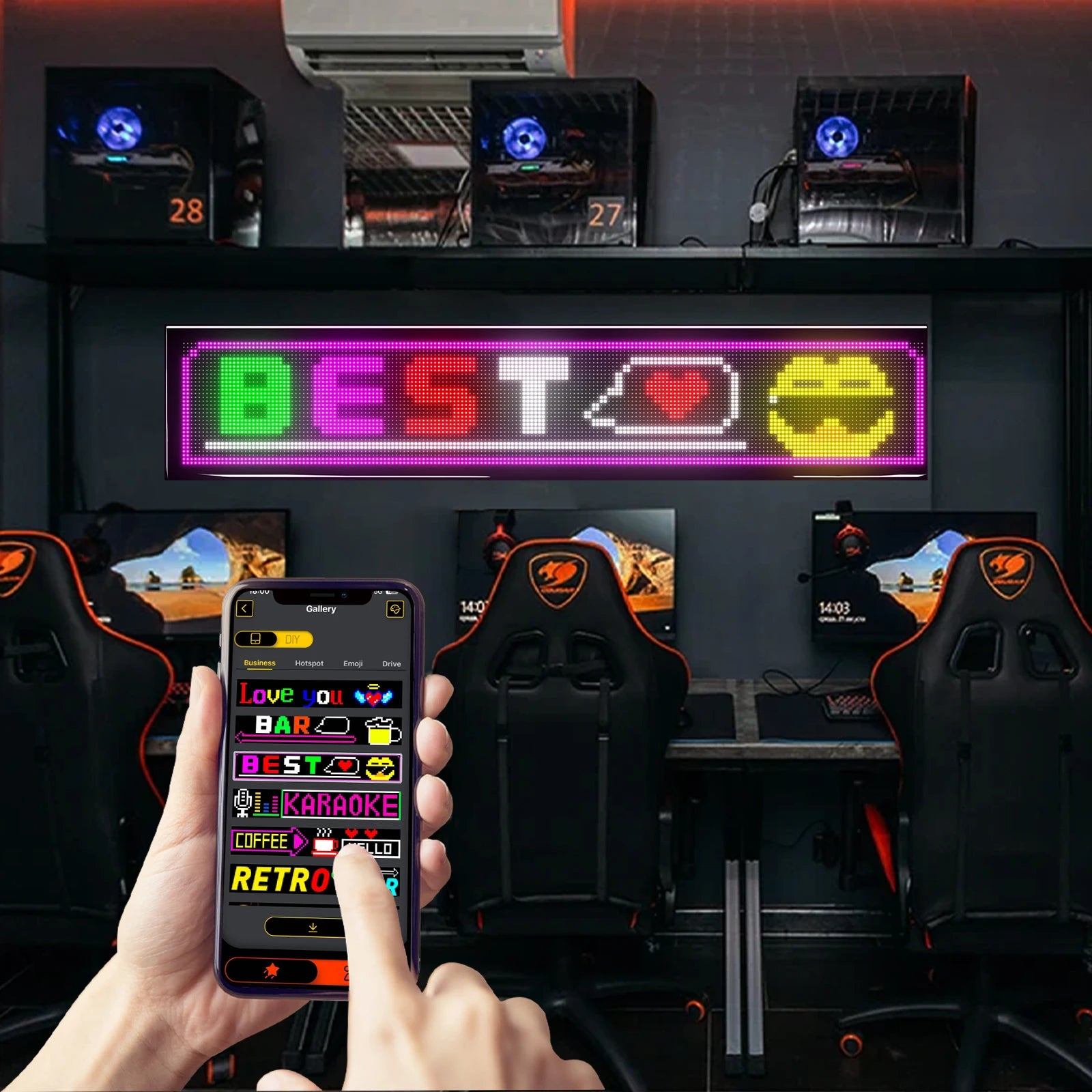 Painel LED RGB Flexível com Bluetooth – Display Animado para Carros e Caminhões