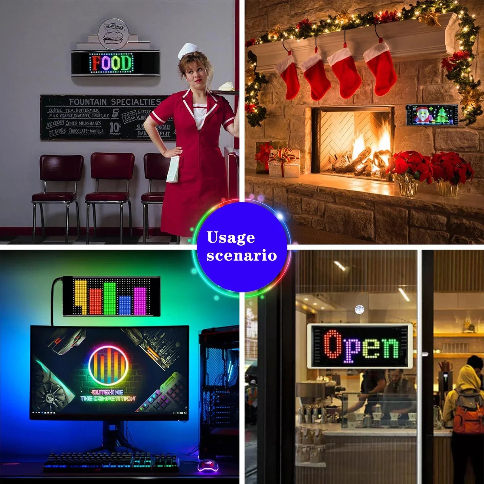 Painel LED RGB Flexível com Bluetooth – Display Animado para Carros e Caminhões