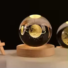Decorative LED Globe Lamp with On and Off Switch, Moon, Milky Way, Solar System, Crystal Ball