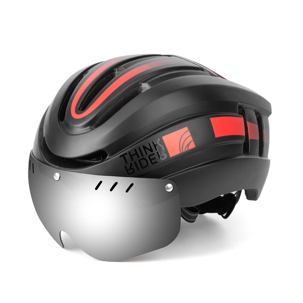 Capacete Ciclismo com Luz Traseira e Viseira Magnética Masculino Sofisticado/Feminino Elegante Promend