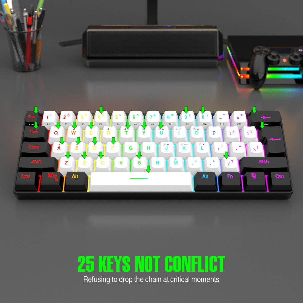 61-Key RGB Mini USB-C Gaming Keyboard | Compact and Portable