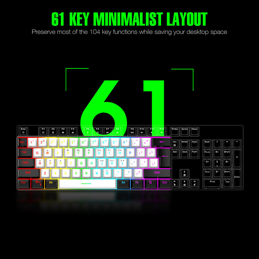 61-Key RGB Mini USB-C Gaming Keyboard | Compact and Portable
