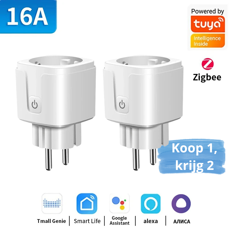 Koop er één, krijg er één gratis: TUYA TNCE Smart Plug met WiFi/Zigbee – 16A/20A Energiemeter