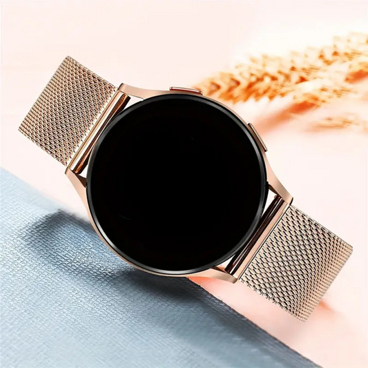 Smartwatch with woven stainless steel mesh strap® 