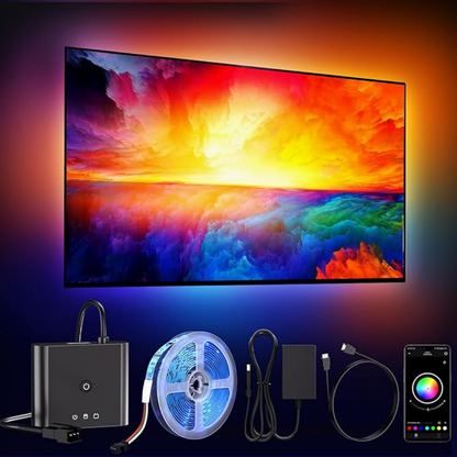 Smart RGB LED TV Lights for 55–75” TVs with 4K HDMI Sync – Immersive Home Cinema Effect