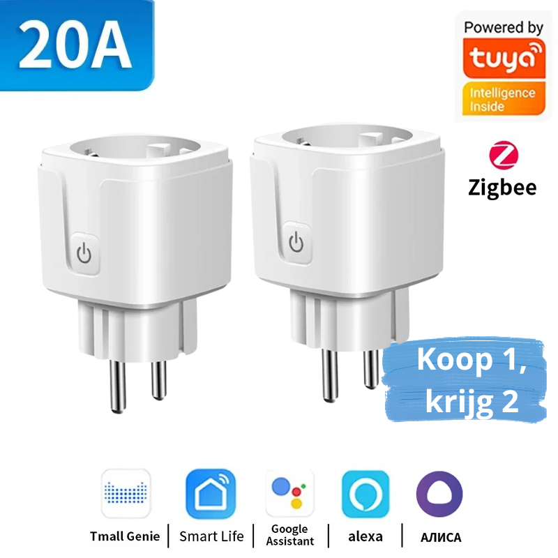 Koop er één, krijg er één gratis: TUYA TNCE Smart Plug met WiFi/Zigbee – 16A/20A Energiemeter