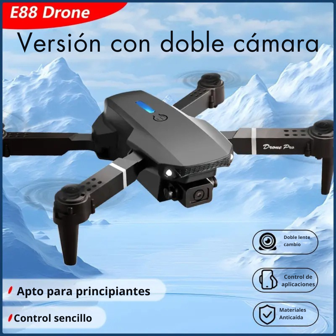Drone E88 PRO com câmera dupla HD e retorno automático com um toque.