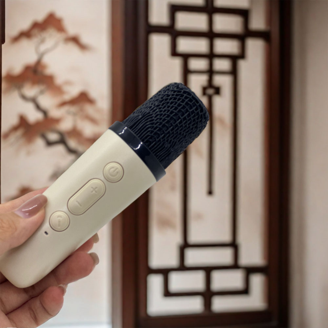 Mini alto-falante portátil com microfone e luzes RGB. 