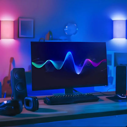 Luminária de parede em linho claro