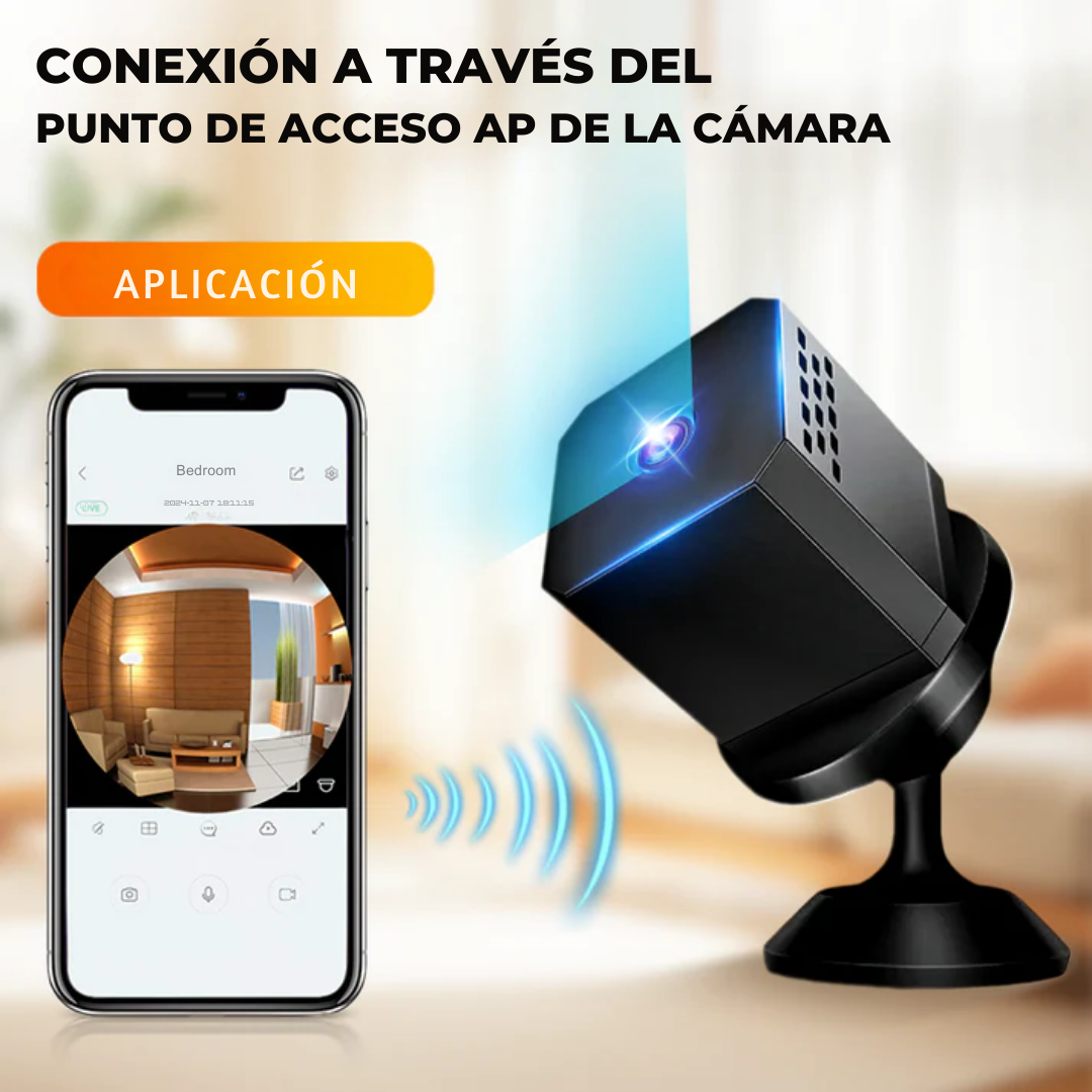 Mini câmera com visão grande angular e detecção de movimento®