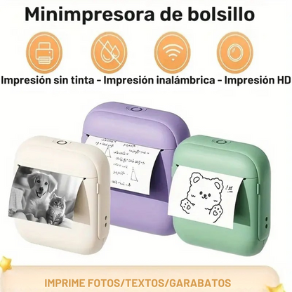 Impressora portátil recarregável com impressão multifuncional 