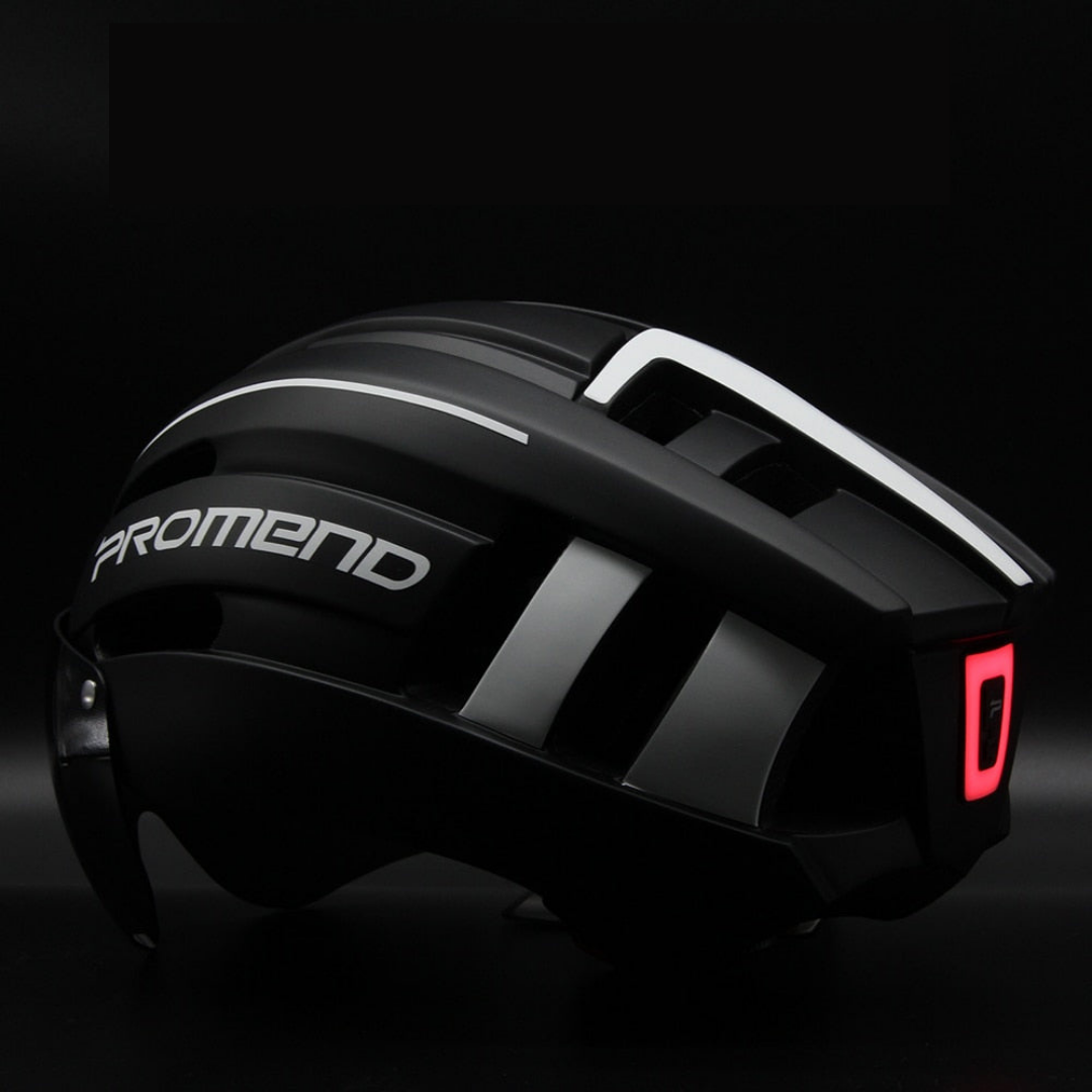 Capacete Ciclismo com Luz Traseira e Viseira Magnética Masculino Sofisticado/Feminino Elegante Promend
