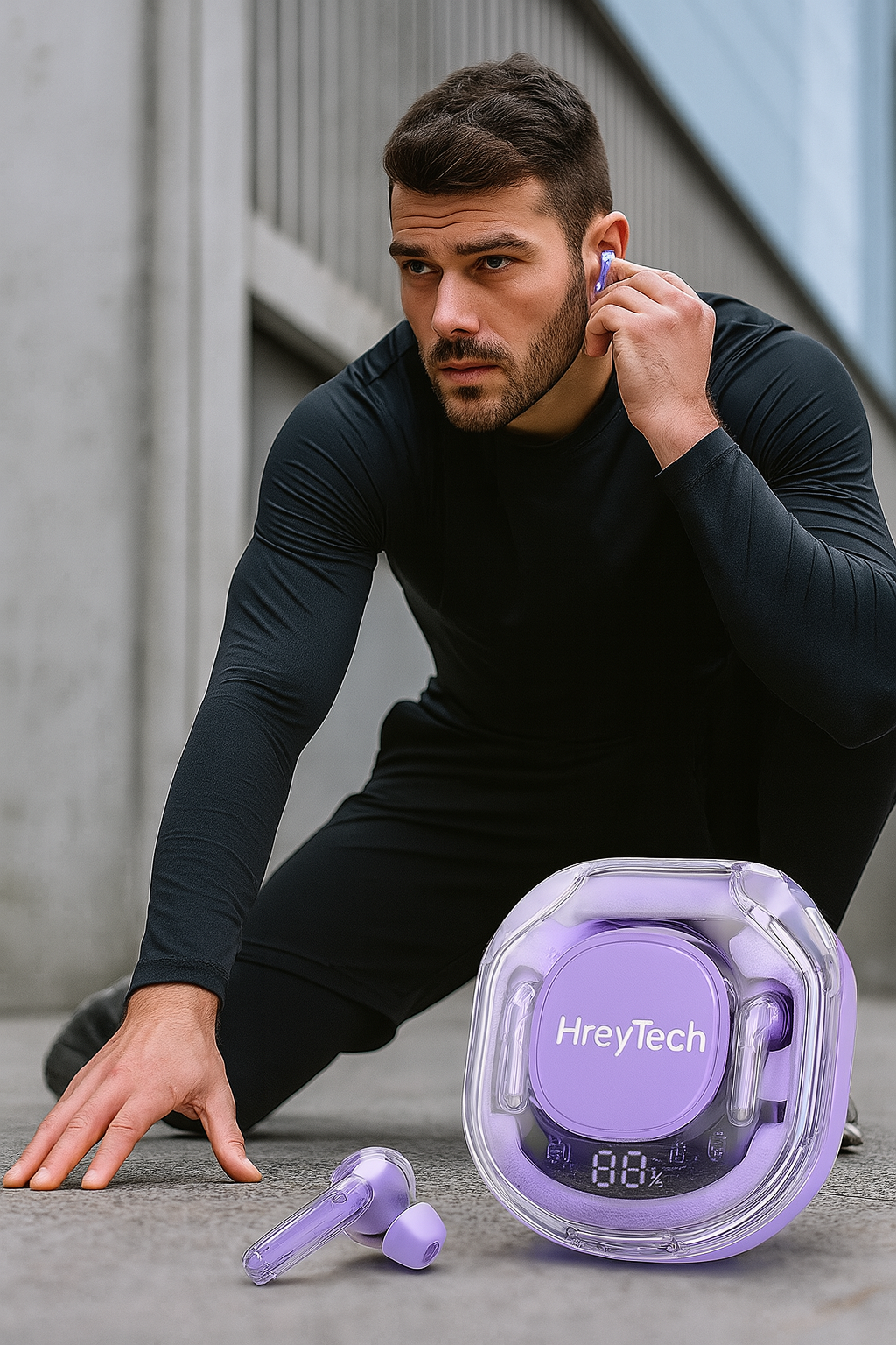 Hreytech T2 Transparante Bluetooth Oordopjes – HIFI Geluid & LED Display