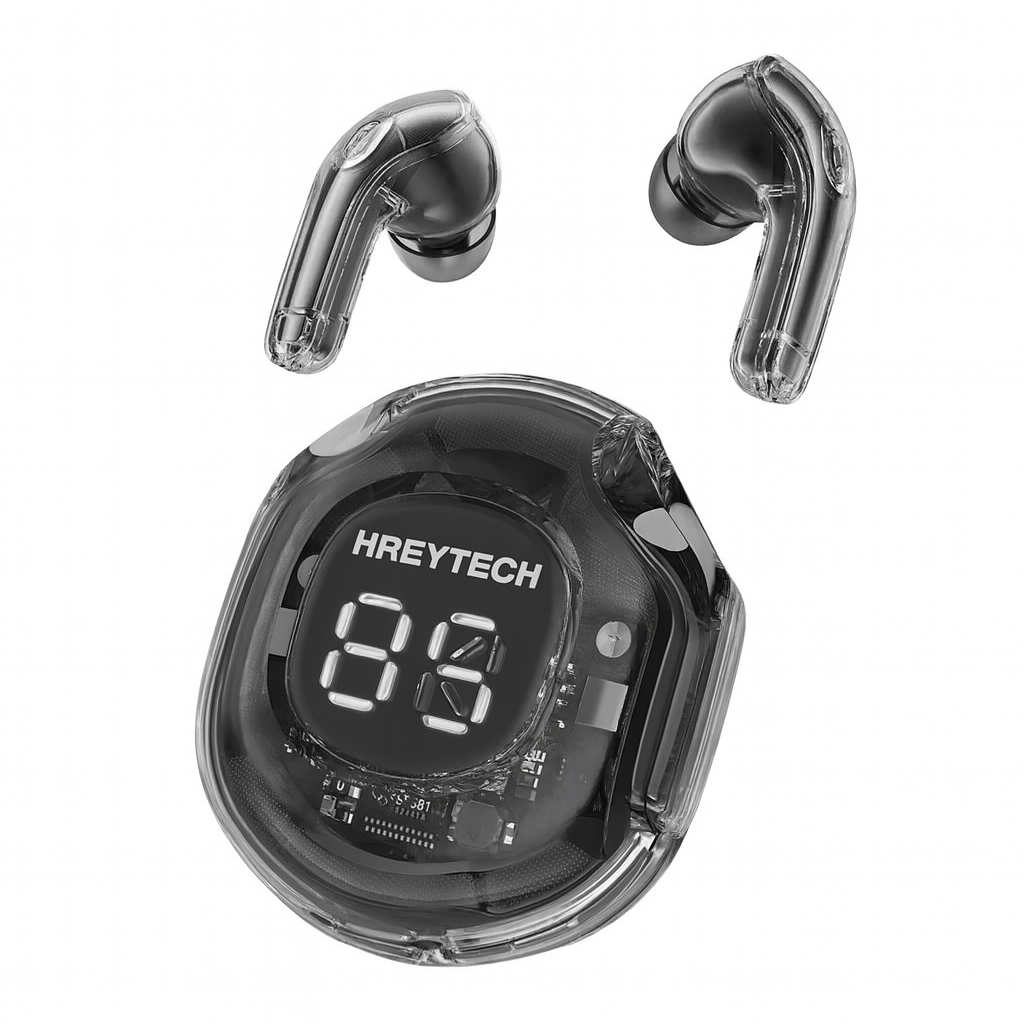 Hreytech T2 Transparante Bluetooth Oordopjes – HIFI Geluid & LED Display