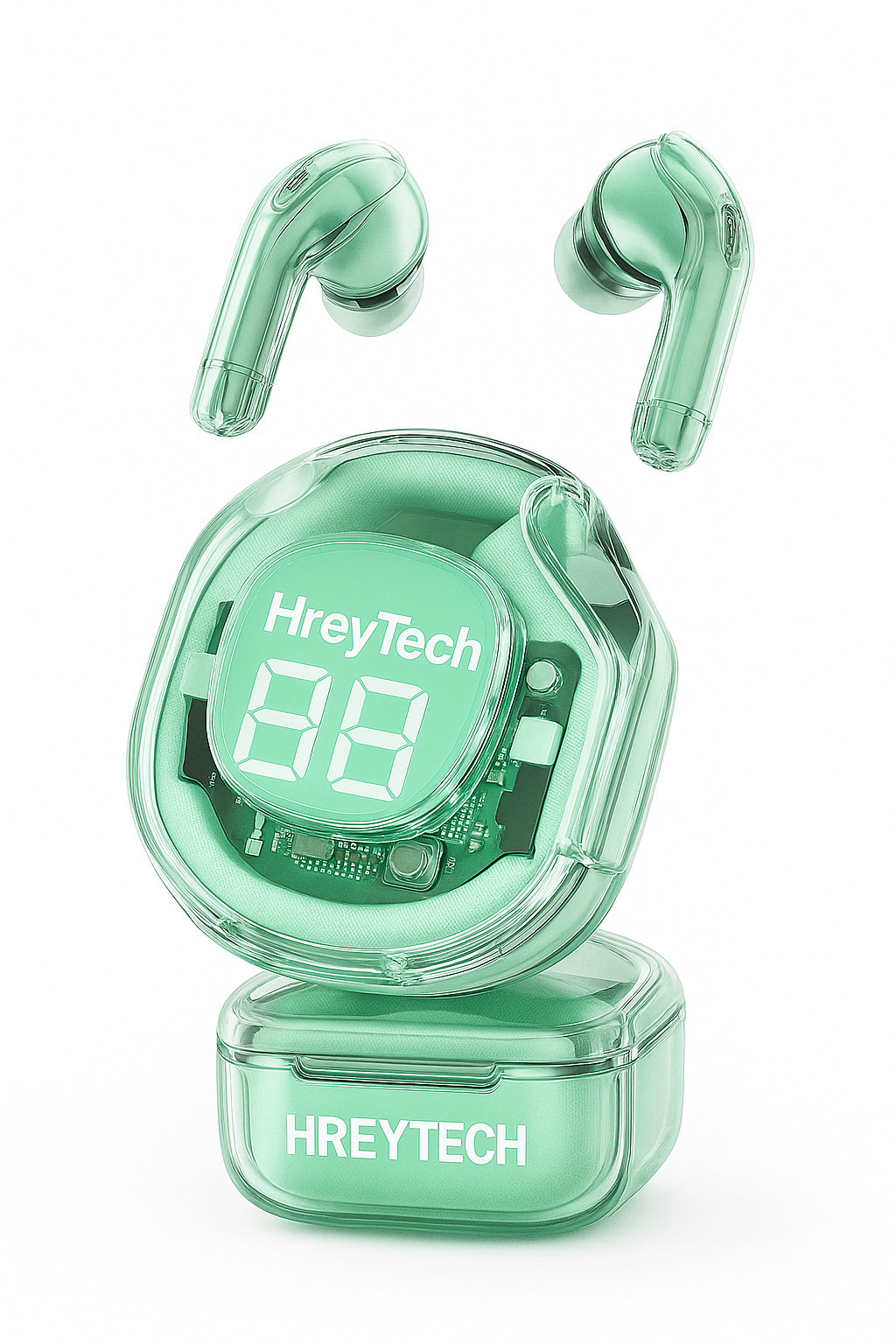 Hreytech T2 Transparante Bluetooth Oordopjes – HIFI Geluid & LED Display