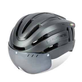 Capacete Ciclismo com Luz Traseira e Viseira Magnética Masculino Sofisticado/Feminino Elegante Promend