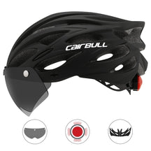 Capacete Ciclismo com Luz Traseira e Viseira Magnética Masculino Sofisticado/Feminino Elegante Cairbull