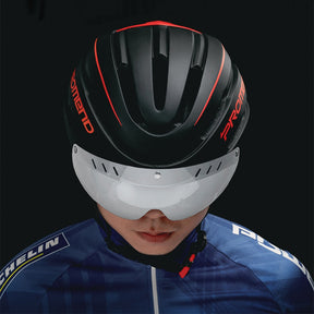 Capacete Ciclismo com Luz Traseira e Viseira Magnética Masculino Sofisticado/Feminino Elegante Promend