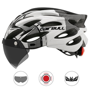 Capacete Ciclismo com Luz Traseira e Viseira Magnética Masculino Sofisticado/Feminino Elegante Cairbull
