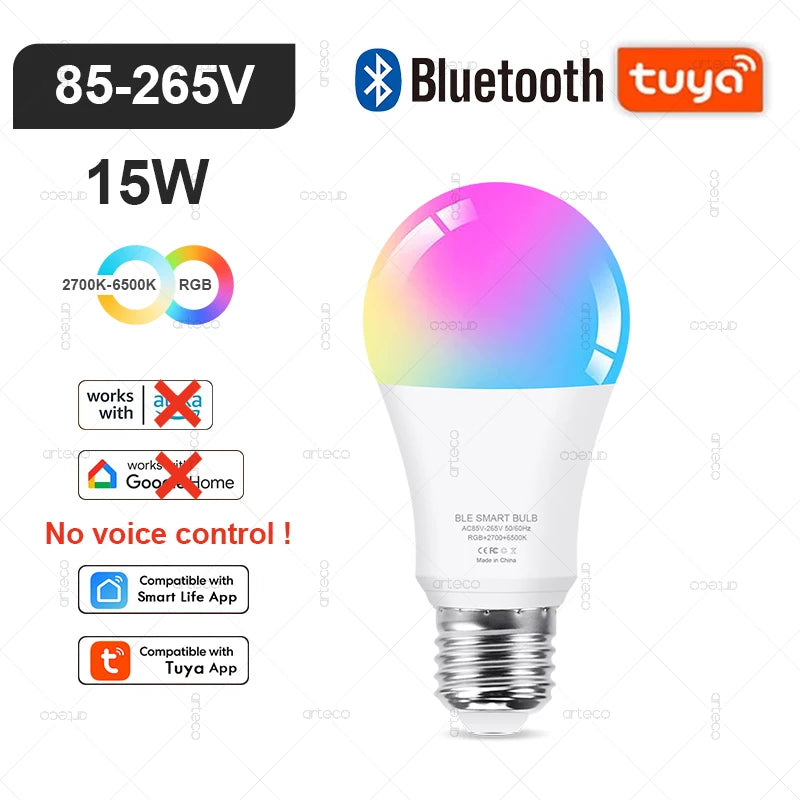 Tuya Smart LED Lamp – WIFI/Zigbee/Bluetooth, RGB & Wit, Dimbaar