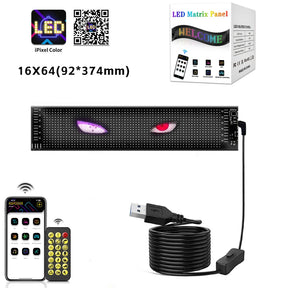 Painel LED RGB Flexível com Bluetooth – Display Animado para Carros e Caminhões
