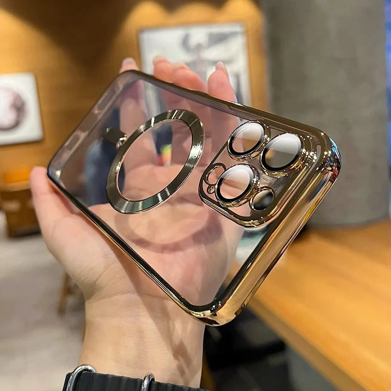 Capa Magnética MagSafe Luxo para iPhone 11-16 Pro Max – Silicone à Prova de Choque