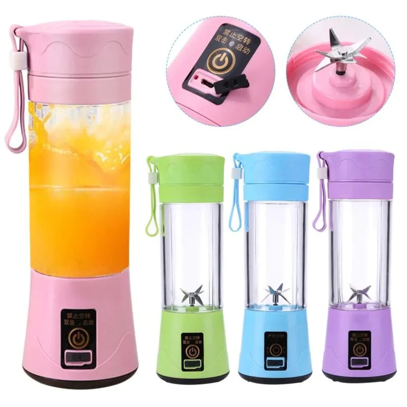 Mini Liquidificador Portátil USB – 6 Lâminas Inox e Recarga Rápida