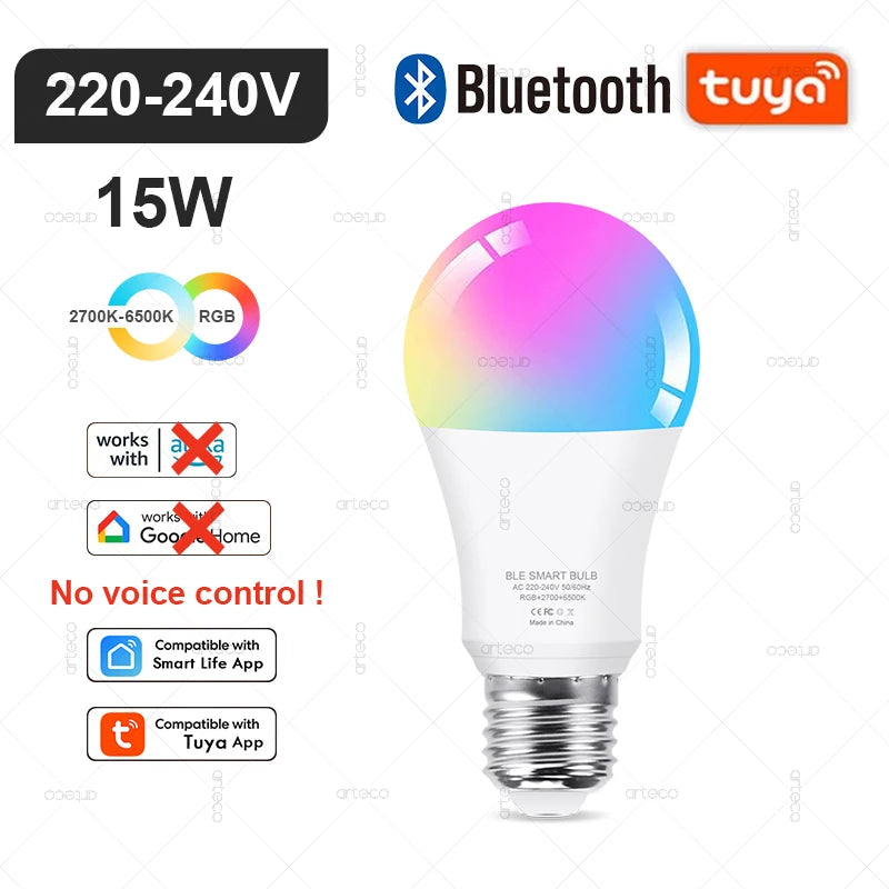 Tuya Smart LED Lamp – WIFI/Zigbee/Bluetooth, RGB & Wit, Dimbaar