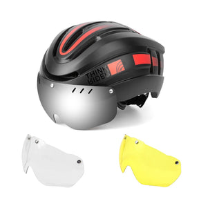 Capacete Ciclismo com Luz Traseira e Viseira Magnética Masculino Sofisticado/Feminino Elegante Promend