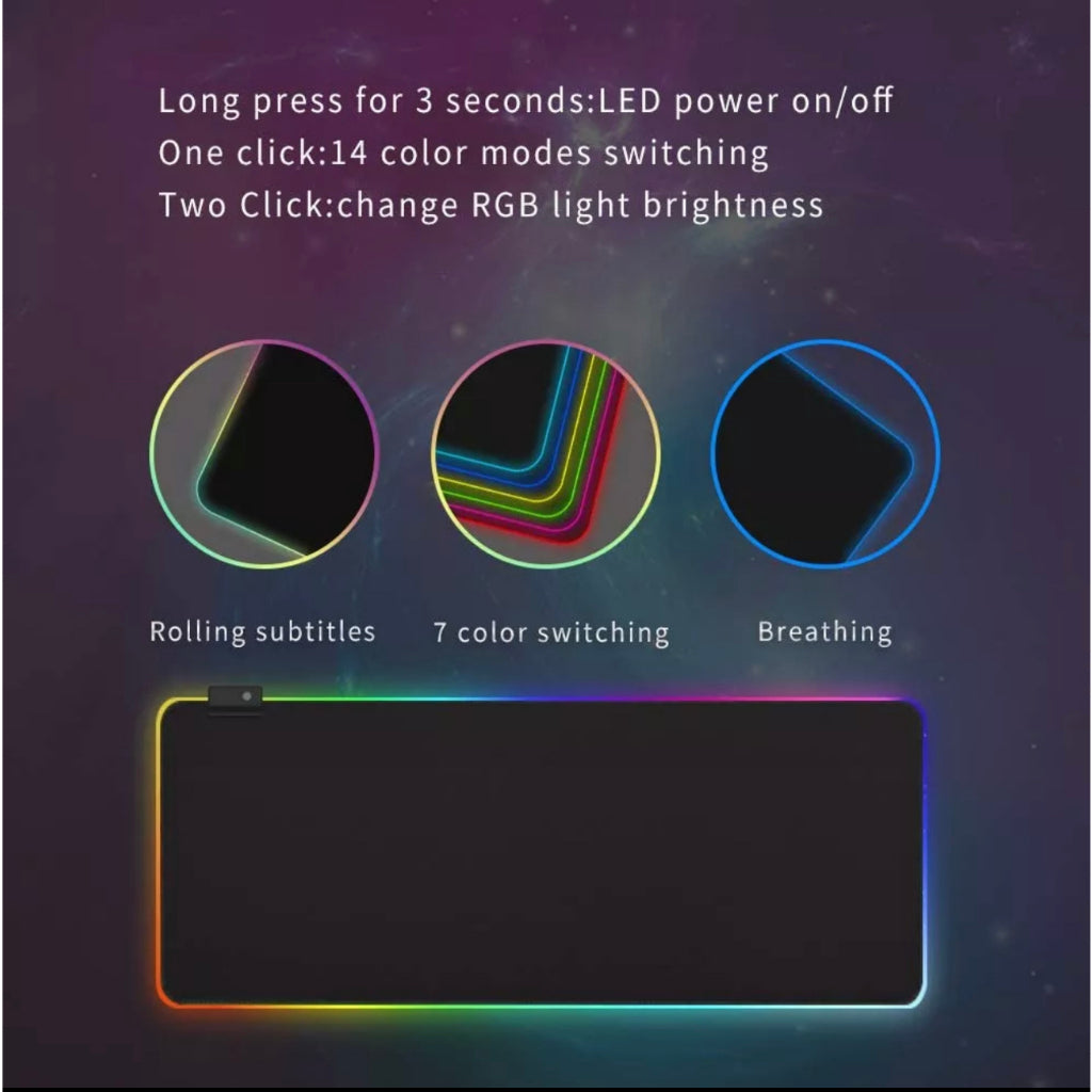 Large RGB LED 7-Color Gaming Mouse Pad | Speed, Waterproof, 800x300mm