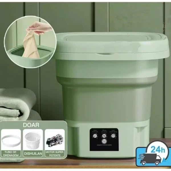 Mini Máquina de Lavar Dobrável 5L – Portátil, Touch e Automática