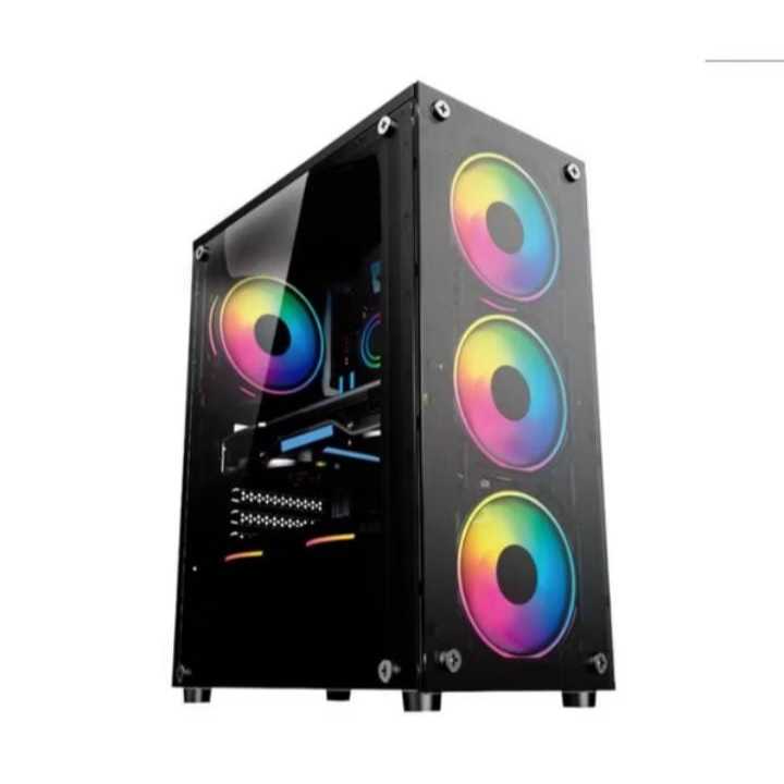 GB1749 PC Gamer Case with 4 RGB Fans and Front and Side Tempered Glass