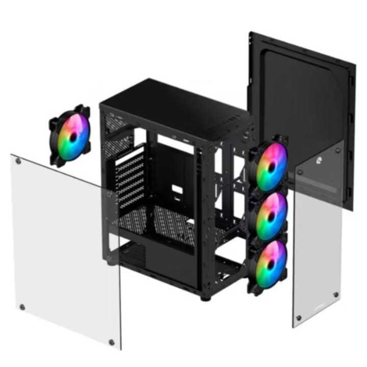 GB1749 PC Gamer Case with 4 RGB Fans and Front and Side Tempered Glass