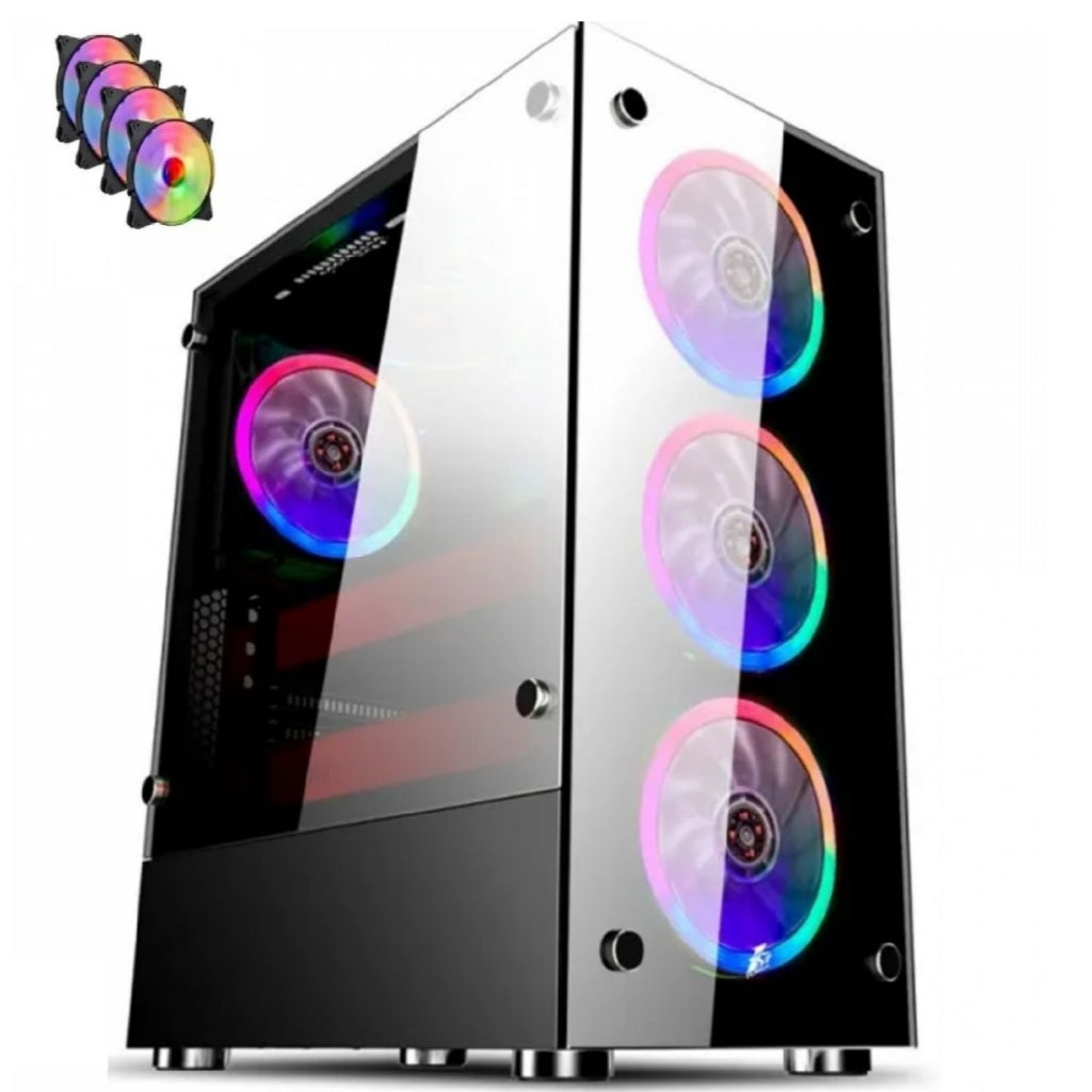 GB1749 PC Gamer Case with 4 RGB Fans and Front and Side Tempered Glass