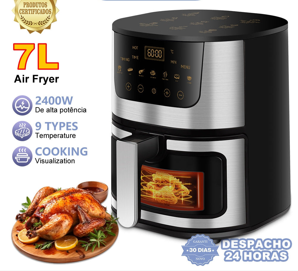 Air Fryer 7L 3 em 1 – Fritadeira Elétrica Sem Óleo e Forno Elétrico