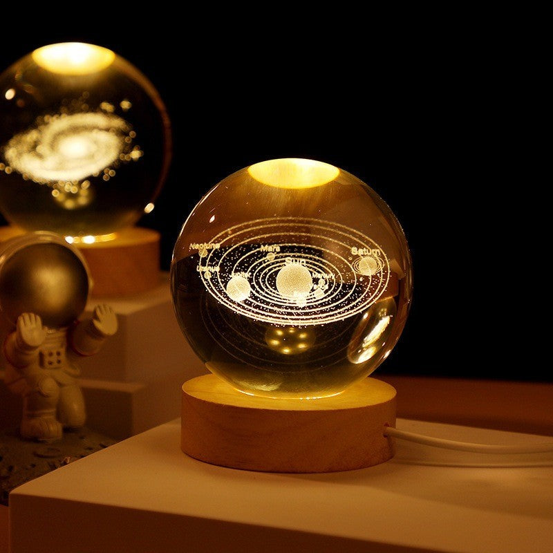 Decorative LED Globe Lamp with On and Off Switch, Moon, Milky Way, Solar System, Crystal Ball
