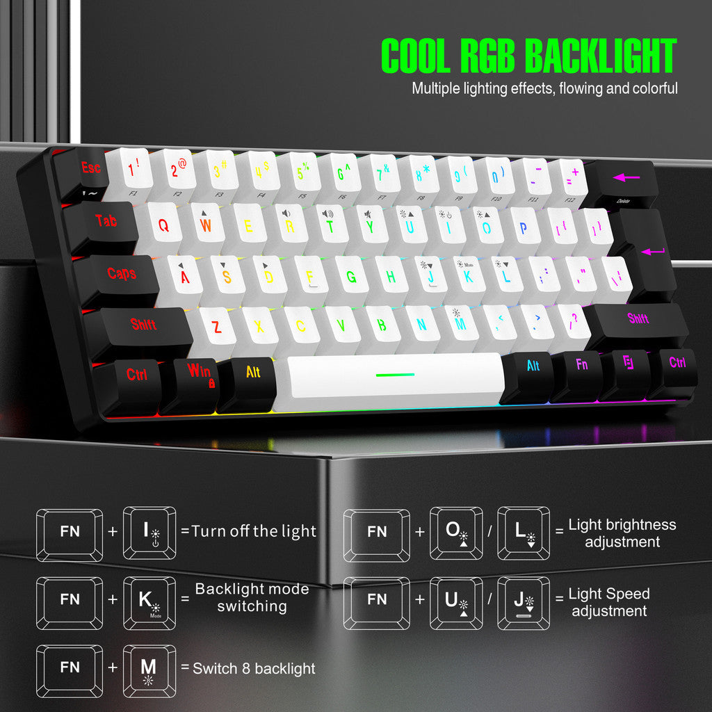 61-Key RGB Mini USB-C Gaming Keyboard | Compact and Portable